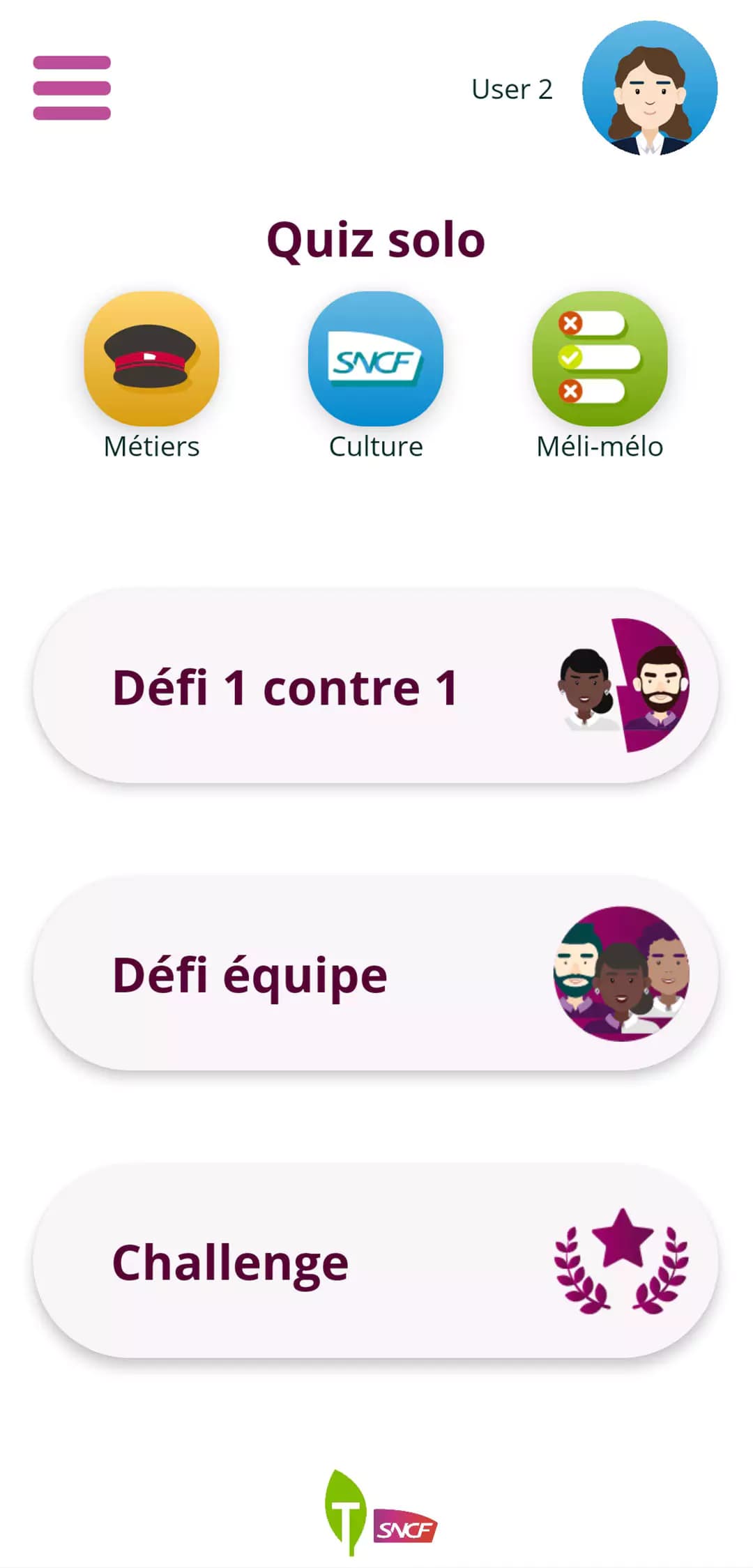 Application de quiz pour la SNCF